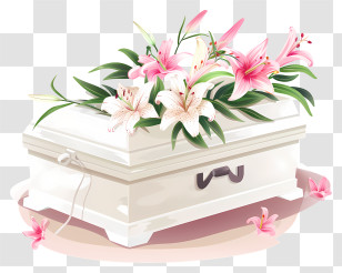 Funeral - Coffin With Pink Flowers Transparent PNG