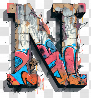 Letter N - Graffiti Letter N With Colorful Design Transparent PNG