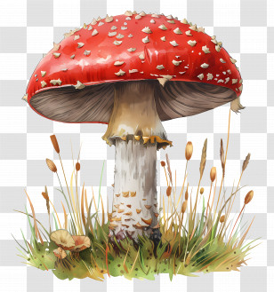 Mushroom - Red And White Spotted Forest Mushroom Transparent PNG