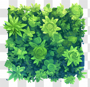 Bush Top View - Dense Green Foliage Pattern Illustration Transparent PNG