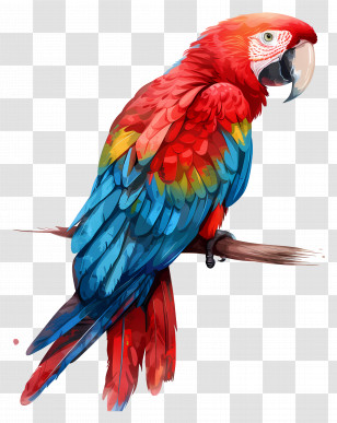 Macaw - Bright And Colorful Parrot On Branch Transparent PNG