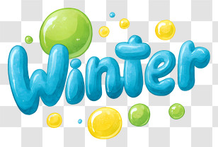 Winter Logo - Playful Blue Winter Text Transparent PNG