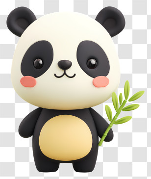 Panda Holding Bamboo Stick - Cute Panda Holding Bamboo Transparent PNG