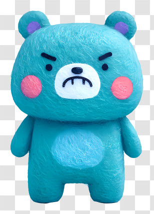 Cute Turquoise Cartoon Bear - Grumpy Blue Bear Toy Illustration Transparent PNG