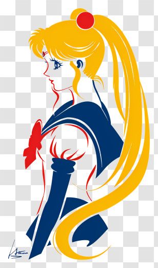 Sailor Moon - Profile Of Anime Character With Yellow Hair Transparent PNG