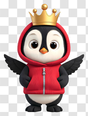 Cute Cartoon Penguin - Royal Penguin In Red Hoodie Transparent PNG