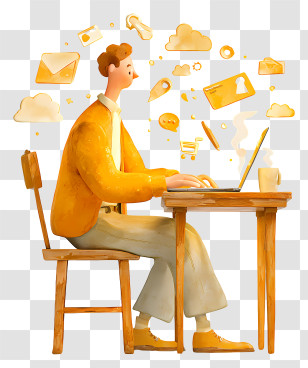 Online Shopping Via Laptop - Freelancer Working At Laptop Illustration Transparent PNG