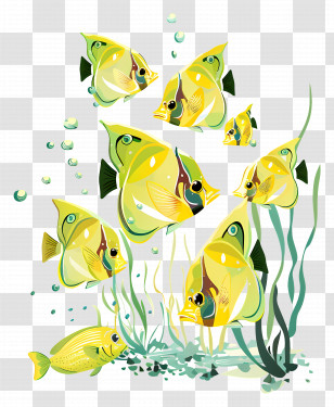 Group Of Fish - School Of Yellow Fish In The Ocean Transparent PNG
