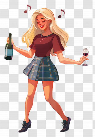 Drunk Girl - Young Woman Enjoying Wine And Party Transparent PNG