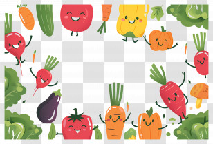 Food Background - Happy Vegetable Cartoon Frame Transparent PNG
