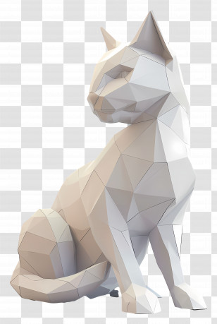 Closeup - Geometric Cat Sculpture Transparent PNG