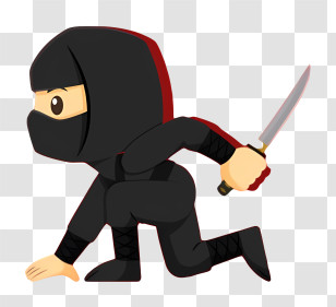 Lego Ninja - Ninja Crouching With Sword In Black Suit Transparent PNG