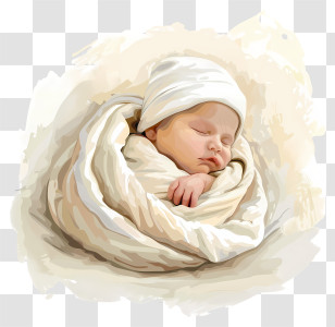 Newborn - Sleeping Baby Wrapped In Blanket Transparent PNG