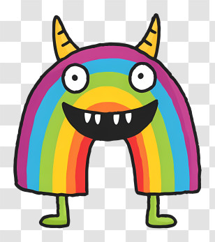 Rainbow Monster - Colorful Rainbow Monster Character Transparent PNG