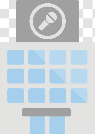 Icon - Building With Microphone Symbol Transparent PNG