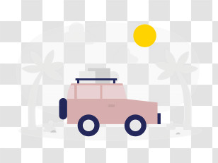 Icon - Car On Vacation With Palm Trees Transparent PNG