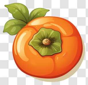 Orange Fruit - Orange Persimmon With Green Leaves Illustration Transparent PNG