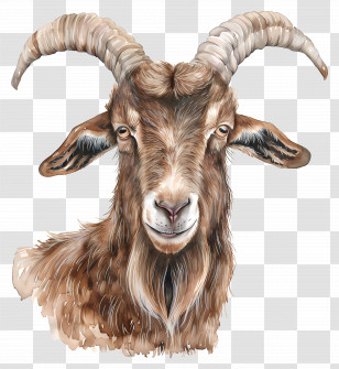 Brown Goat - Realistic Goat Head Illustration Transparent PNG