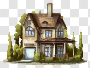 Small House - Elegant Vintage House With Garden Transparent PNG