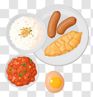Nasi Gila - Rice Plate With Egg And Side Dishes Transparent PNG