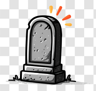 Headstone Emoji - Cartoon Tombstone Illustration Transparent PNG