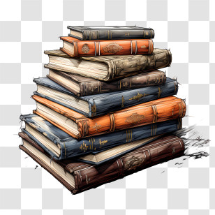 Stack Of Books - Stacked Books Sketch In Artistic Vintage Style Transparent PNG