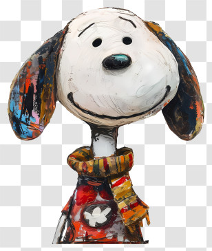 Snoopy - Cartoon Dog In Scarf With Whimsical Style Transparent PNG