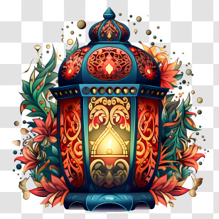 Christmas Lantern - Ornate Lantern With Flowers For Decoration Transparent PNG