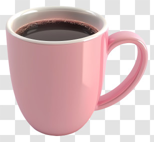 Coffee Cup - Pink Ceramic Coffee Mug With Black Coffee Transparent PNG