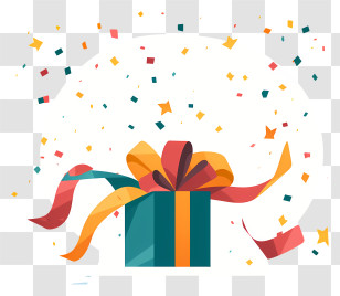 Glass Bowl - Colorful Gift Box With Confetti Transparent PNG
