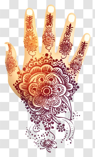 Floral Pattern - Intricate Henna Hand Design Transparent PNG