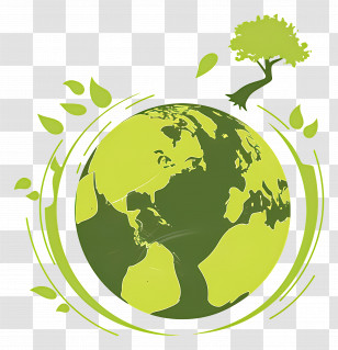 World Earth Day - Green Earth With Tree And Leaves For Eco-Friendly Concept Transparent PNG