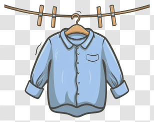 Blue Shirt - Blue Shirt Hanging On Clothesline Transparent PNG