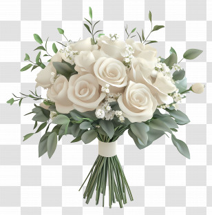 Bridal Bouquet - Elegant White Rose Bouquet For Special Occasions Transparent PNG