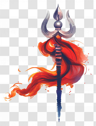 Maha Shivaratri - Spiritual Trishul With Flowing Red Cloth Transparent PNG