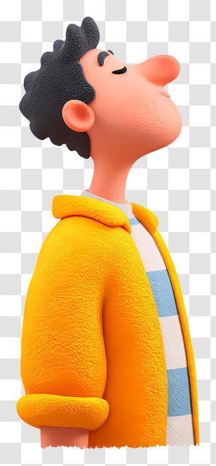 Man Breathing Fresh Air - Side Profile Of Man In Yellow Jacket Transparent PNG