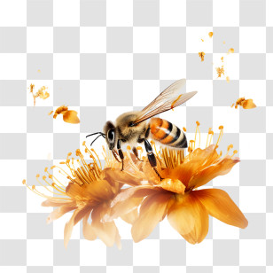 World Honey Bee Day - Bee On Yellow Flowers Transparent PNG