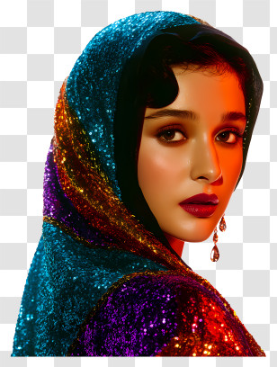 Annie Leibovitz - Glam Woman In Sequined Hijab Transparent PNG
