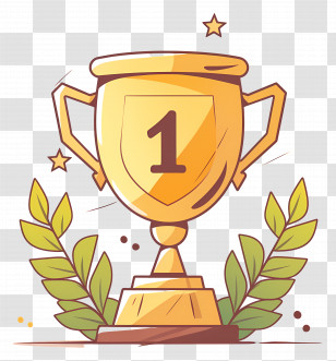 Golden Trophy - Golden Trophy With Laurel Decoration Transparent PNG