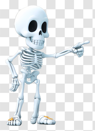 Cute Halloween Character Pointing - Friendly Pointing Cartoon Skeleton Transparent PNG