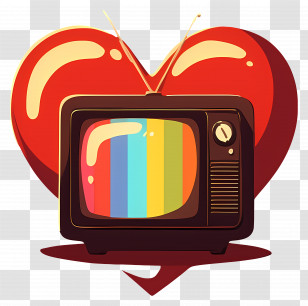 World Television Day - Retro Television With Heart Background Transparent PNG