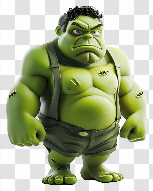 3d Cartoon - Green Cartoon Character With Muscular Build Transparent PNG