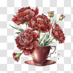 Watercolor Carnations
 - Carnation Flowers In Teacup Illustration Transparent PNG