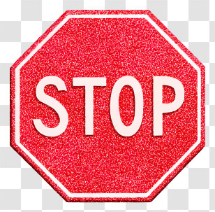 Stop Sign - Red Glitter Stop Sign Transparent PNG