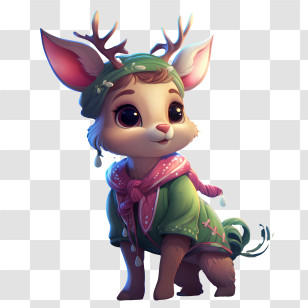 Christmas Reindeer - Cute Cartoon Deer With Antlers Transparent PNG
