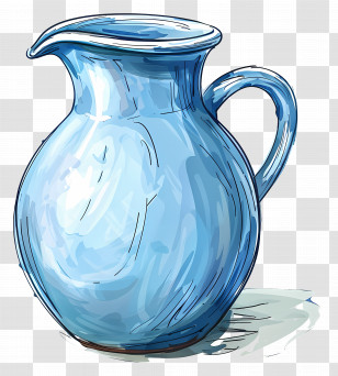 Water Jug - Blue Ceramic Pitcher Transparent PNG