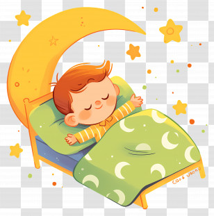 Sleeping Boy - Child Sleeping Peacefully With Moon And Stars Transparent PNG