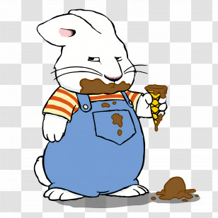 Max Ruby - White Bunny With Ice Cream Mess Transparent PNG
