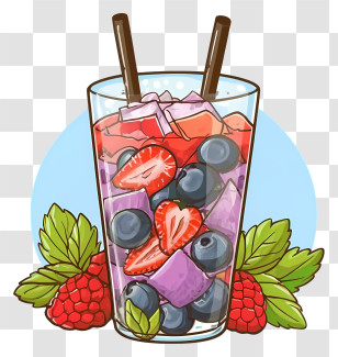 Beverage - Colorful Fruit Salad In A Glass Transparent PNG