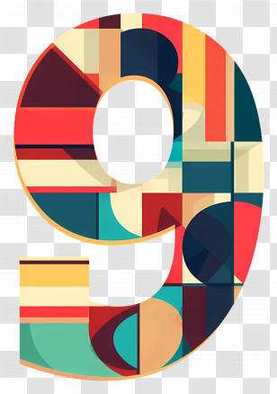 Number 9 - Abstract Number 9 With Vibrant Design Transparent PNG